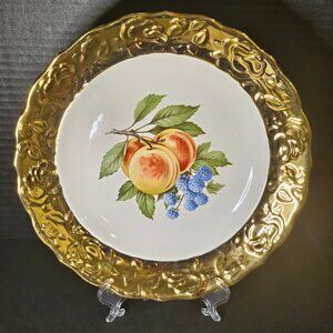 Vintage Rare 22 Karat Crown Of Gold Encrusted 10" Plate by Sabin